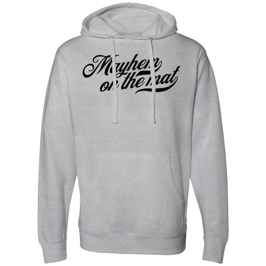 A gray hooded sweatshirt with the stylish design of the word 'Cola Script' surrounded by a martial arts spirit and Jiu Jitsu elements.