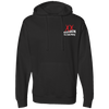 A black hoodie with a red logo representing the Anti Mayhem Mayhem Club.