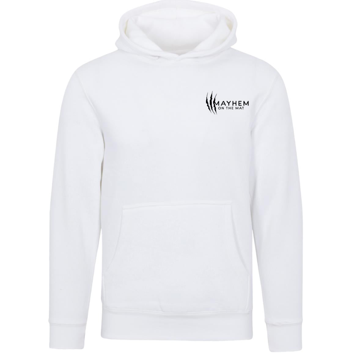 White hoodie with a front pocket, showcasing the bold "Earn Your Stripes" design and fierce claw marks on the chest, ideal for true warriors.