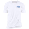 The "Calm In The Conflict - White" T-shirt features blue text on the left chest reading "MAYHEM ON THE MAT," with smaller text underneath, making it perfect for those who embrace calm in the conflict.